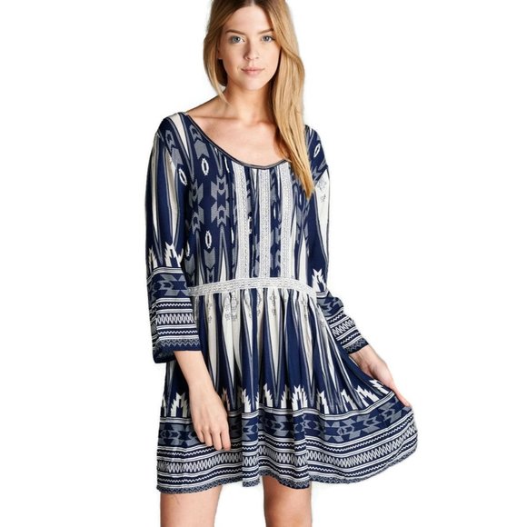 VELZERA Geometric Mini Dress, Blue - Picture 2 of 4